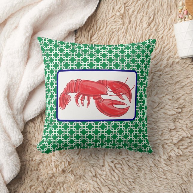 Coussin Motif de lien rouge écrevisse vert blanc Preppy (Couverture)