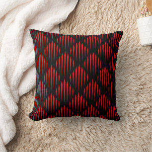 Coussin Motif de ligne abstraite rouge et noire