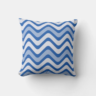 Coussin Motif de lignes bleu ondulé
