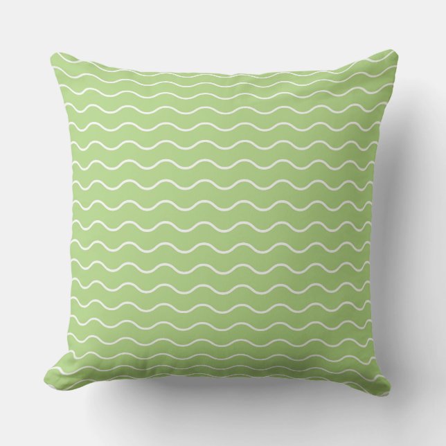 Coussin Motif de lignes ondulées vert clair sans couture (Recto)