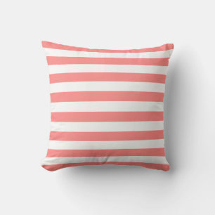 Coussin Motif de lignes pastel blanc et rose
