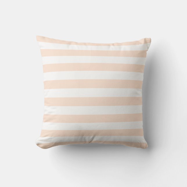 Coussin Motif de lignes pastel blanches et pêche (Recto)