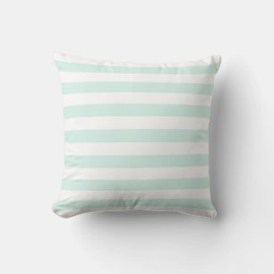 Coussin Motif de lignes pastel cyan vert et blanc