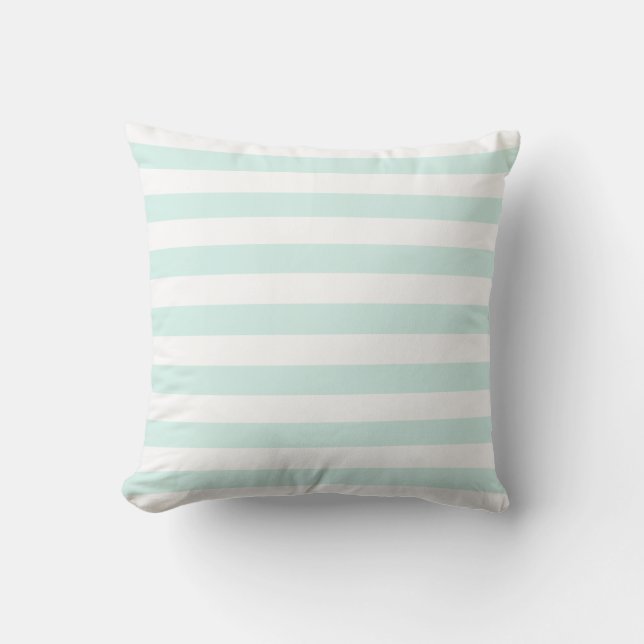Coussin Motif de lignes pastel cyan vert et blanc (Recto)