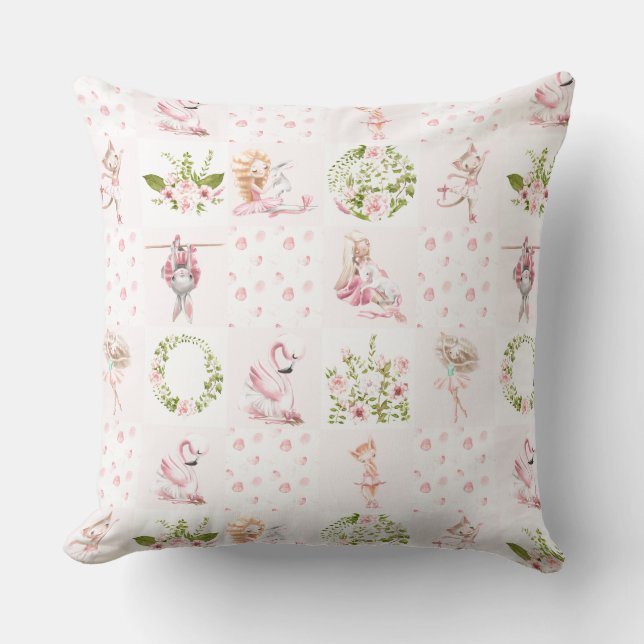 Coussin Motif de lit bébé rose fleuri pour animaux de la n (Recto)