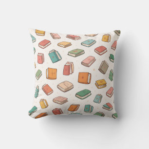 Coussin Motif de livres minuscules et répétitifs colorés