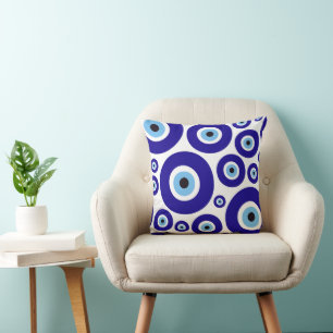 Coussin Motif de l'œil maléfique, Œil grec, Œil turc, Naza