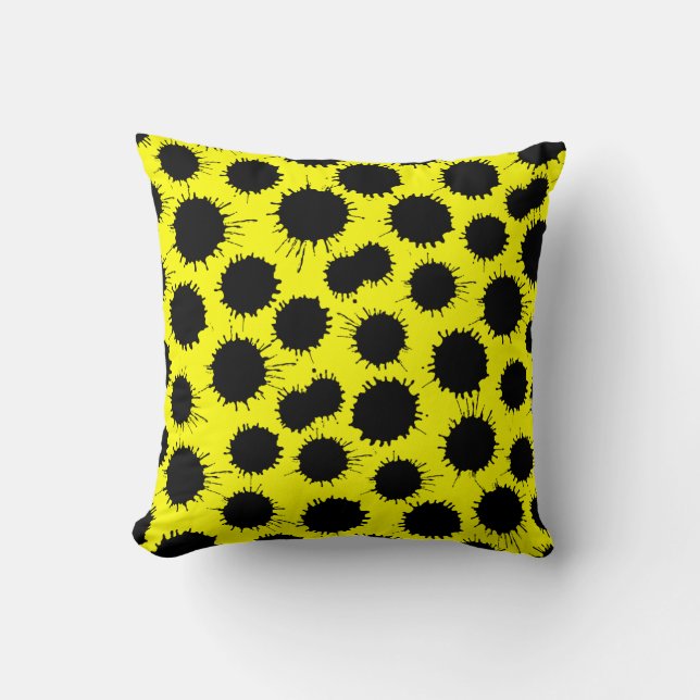 Coussin Motif de lot - Noir sur Jaune (Recto)
