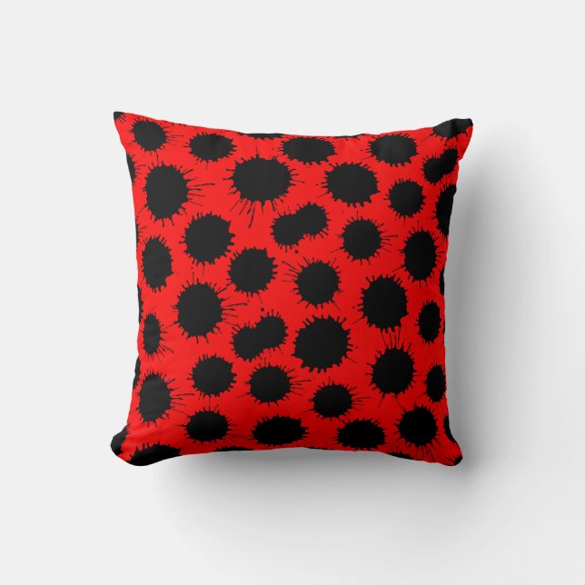 Coussin Motif de lot - Noir sur rouge (Recto)
