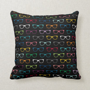 Coussin Motif de lunettes HIpster multicolores noir