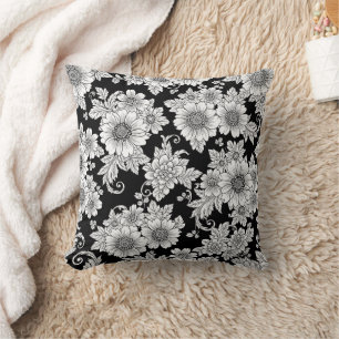 Coussin Motif de luxe floral monochrome chic (2)