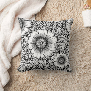 Coussin Motif de luxe floral monochrome chic (7)