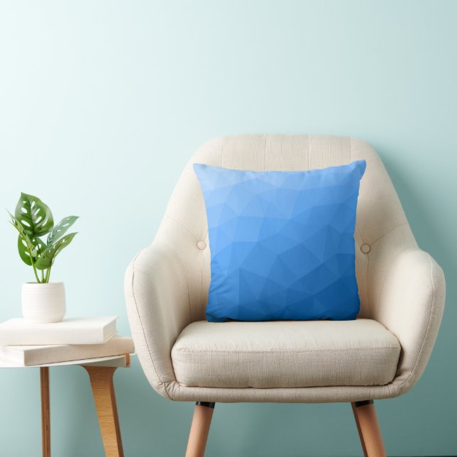 Coussin Motif de maillage géométrique dégradé bleu clair (Chaise)
