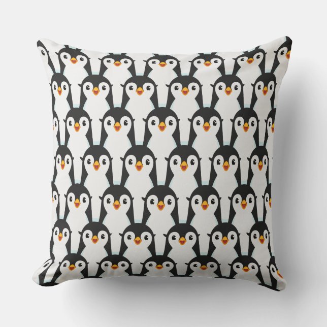 Coussin Motif de manchot moderne noir et blanc (Recto)