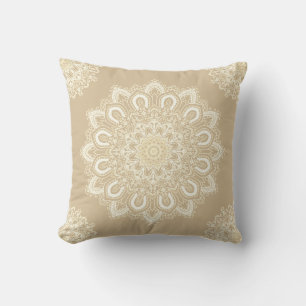 Coussin Motif de mandala beige