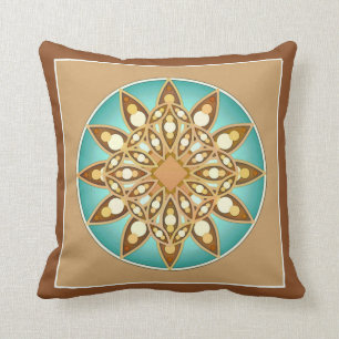 Coussin Motif de mandala dans bronzage, crème et la