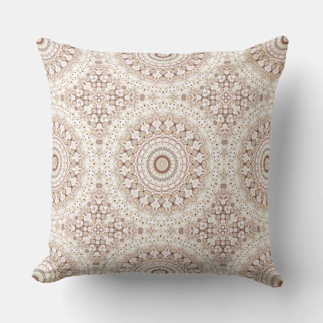 Coussin Motif de mandala géométrique aux tons terre (Recto)
