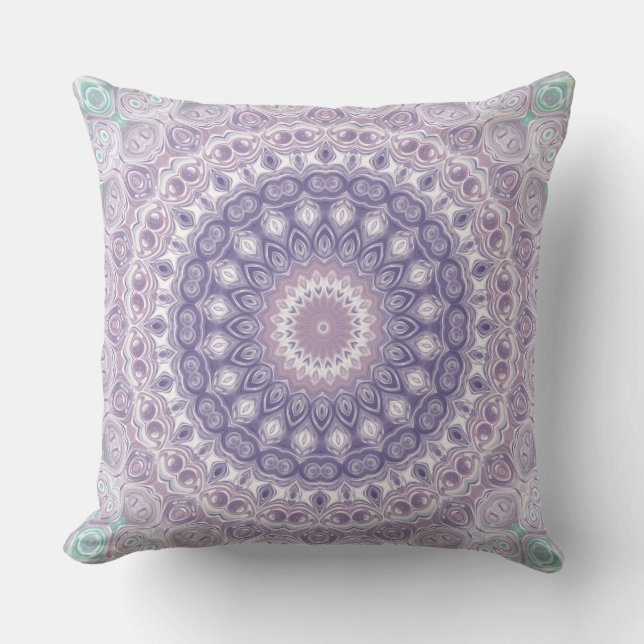 Coussin Motif de mandala lavande et lilas (Recto)