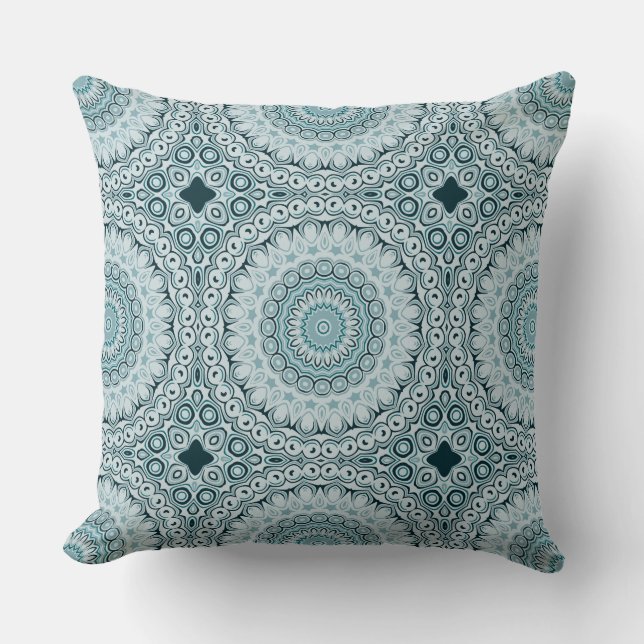 Coussin Motif de mandala Stormy Blue et Grey (Recto)