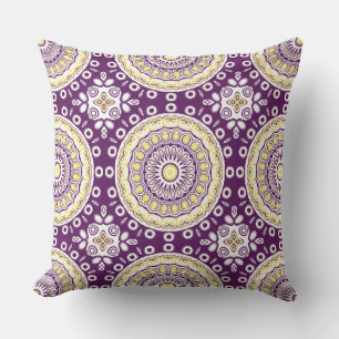 Coussin Motif de mandala violet et or