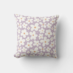 Coussin Motif de marguerite groovy pré fleuri lavande