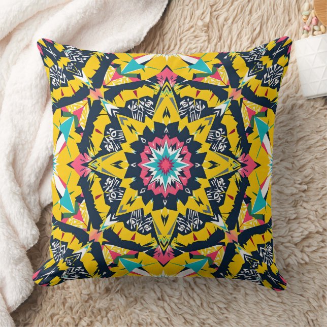 Coussin Motif de marine jaune de mandala géométrique moder (Couverture)