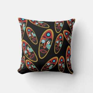 Coussin motif de masques modernes abstraits