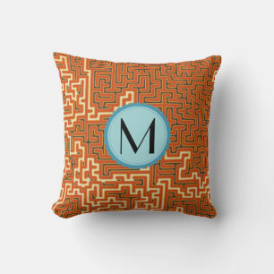 Coussin Motif de Maze géométrique moderne Monogramme