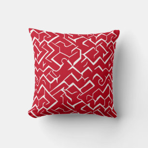 Coussin Motif de méandre rouge et blanc Maze moderne