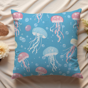 Coussin Motif de méduse aux couleurs pastel