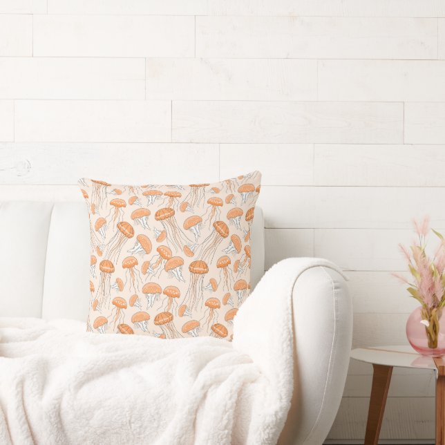 Coussin Motif de méduse orange lumineuse (Canapé)