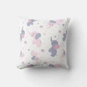 Coussin Motif de mignons éléphants de caricature