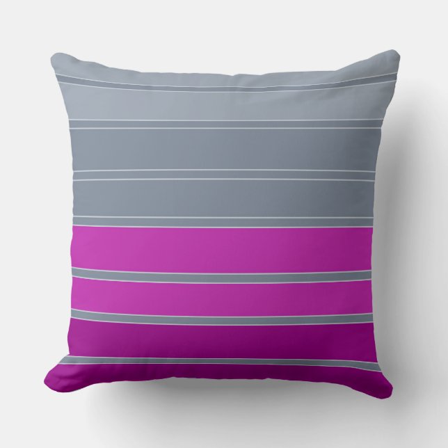 Coussin Motif de mode gris rayé violet (Recto)
