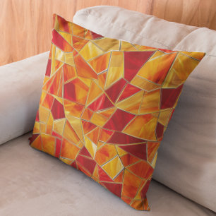 Coussin Motif de mosaïque en verre coloré orange et or
