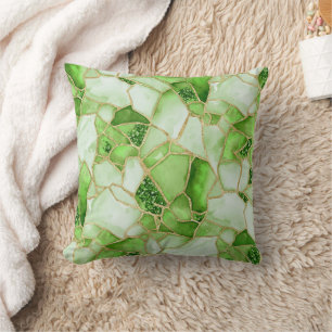Coussin Motif de mosaïque en verre de mer aquarelle Or Ver