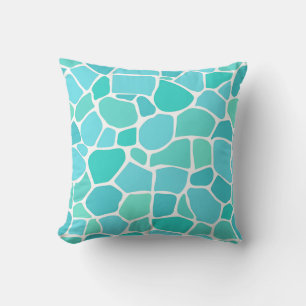 Coussin Motif de mosaïque en verre de mer turquoise aqua