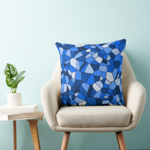 Coussin Motif de mosaïque géométrique bleu moderne