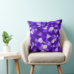 Coussin Motif de mosaïque géométrique violet moderne