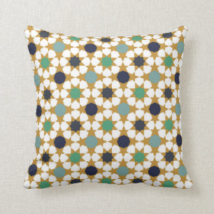 Coussin Motif de Motif Gold Géométrique Bleu