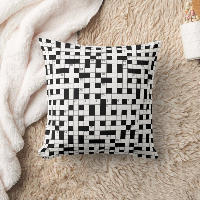 Coussin Motif de mots croisés noir blanc rétro (Couverture)