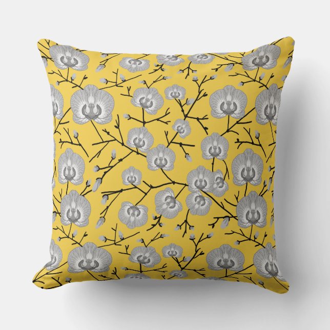 Coussin Motif de moutarde orchidée (Recto)