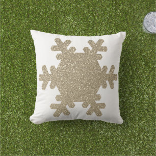 Coussin Motif de neige Parties scintillant or blanc Noël