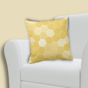Coussin Motif de nid d'abeille jaune d'inspiration nature