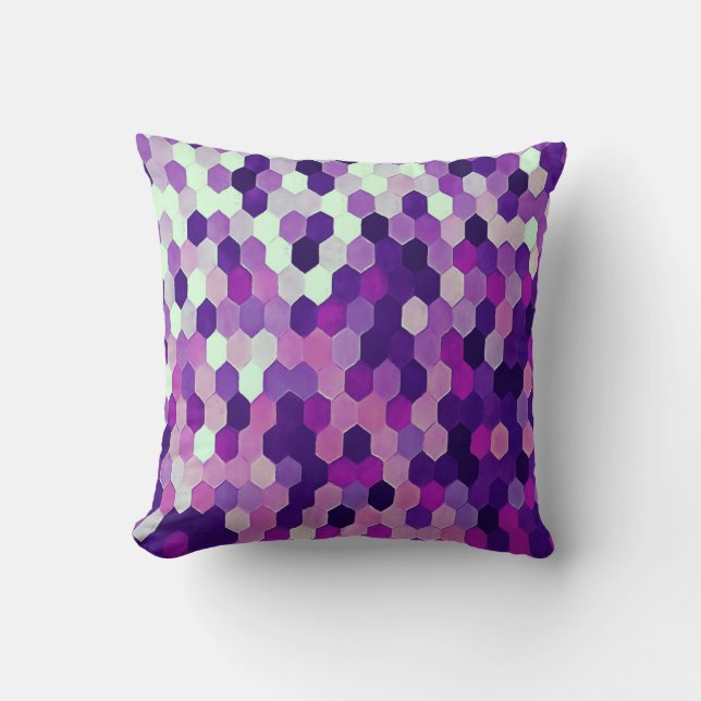 Coussin Motif de nid d'abeilles dans la prune royale et (Recto)