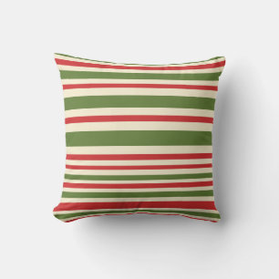 Coussin Motif de Noël à bande variable Crème verte rouge