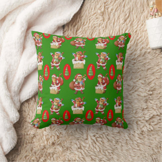 Coussin Motif de Noël à répétition avec tigres