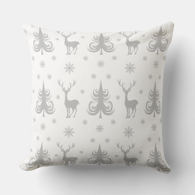 Coussin Motif de Noël blanc Festif (Recto)