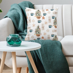 Coussin Motif de Noël coloré tendance   Aquarelle