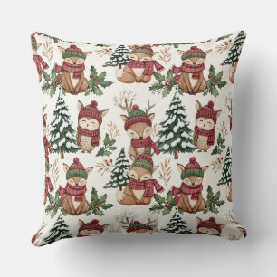 Coussin Motif de Noël d'animaux de la forêt avec Renard &