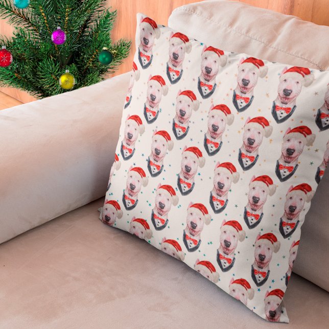 Coussin Motif de Noël de chien Bull Terrier mignon (Créateur téléchargé)